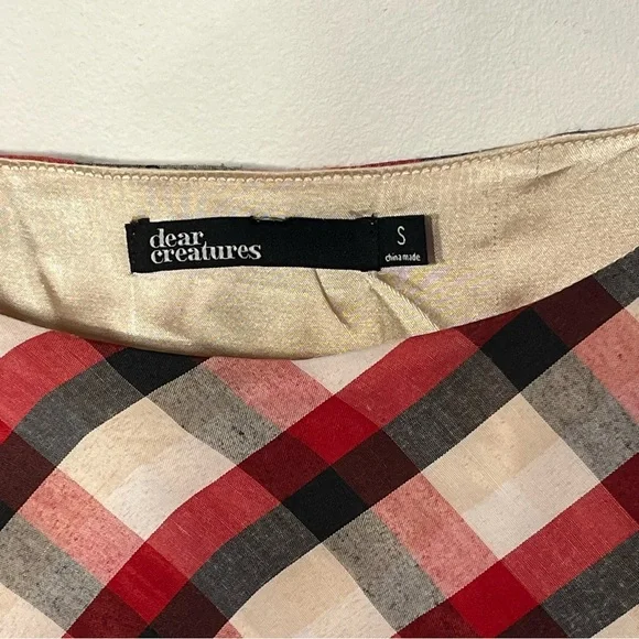 Dear Creatures plaid fit & flare mini dress, lined, round neck, small - Picture 4 of 7
